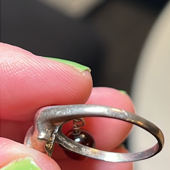 Vintage Amber bead dachshund sterling silver ring Size 8.5 - Picture 8 of 8